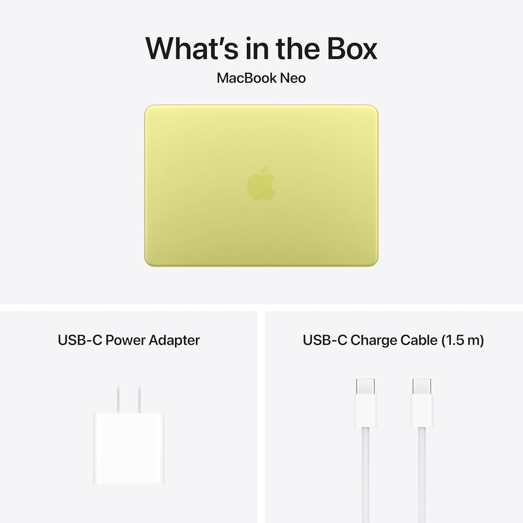 Apple 2026 MacBook Neo 13-inch Laptop with A18 Pro chip: Built for AI and Apple Intelligence, Liquid Retina Display, 8GB Unified Memory, 256GB SSD Storage, 1080p FaceTime HD Camera; Citrus