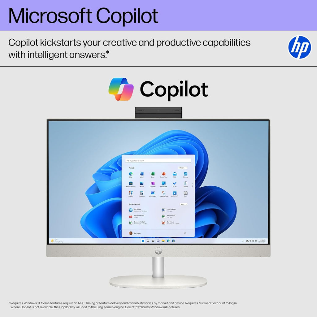 HP 24 Touchscreen All-in-One Desktop Computer for Home School and Office, 16GB DDR4 RAM, 512GB PCIe SSD, Intel Processor, 23.8" FHD, WiFi 6, Bluetooth 5.3, Business AIO, White