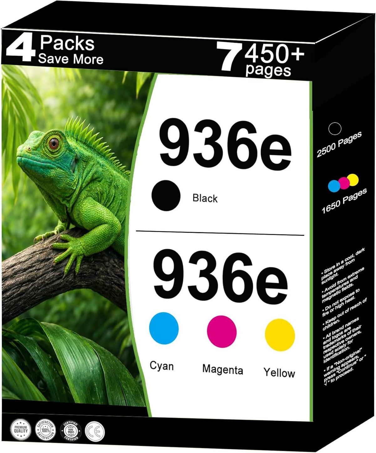 936e Ink Cartridges Compatible Replacement for HP 936 XL 936XL Combo Fit for OfficeJet 9122e Pro 9120 9120e 9125 9110b 9120b 9130b Wide Format 9730e 9730 Printer with V26.1.1 Chips ( CYMK, 4 Packs )