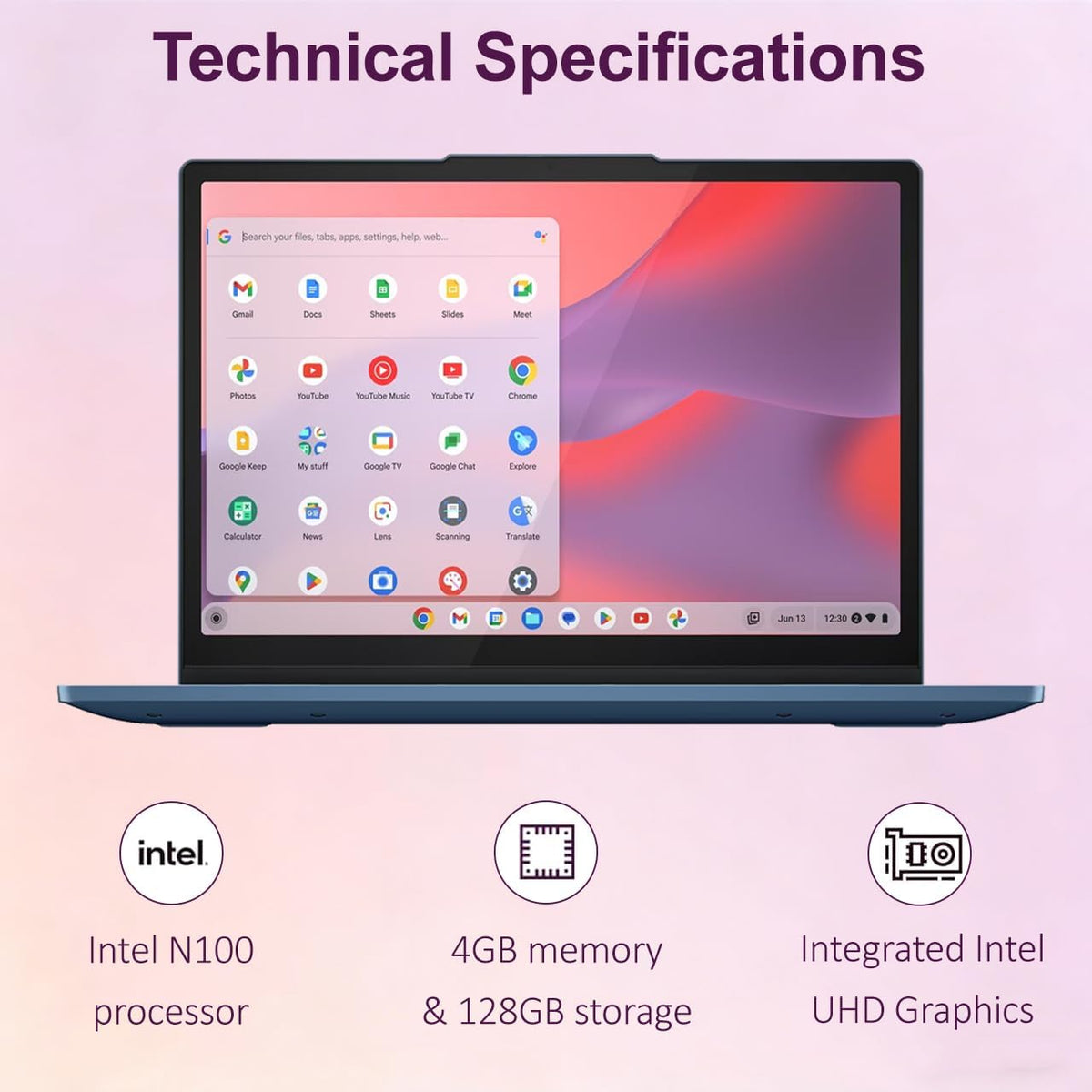 Lenovo IdeaPad Flex 3i Chromebook 2-in-1 Laptop (12.2" FHD+ Touchscreen, Intel N100, 4GB DDR5, 128GB Storage (64GB eMMC + 64GB SD Card)), Home, Student, Education, Long Battery Life, NFC, Chrome OS