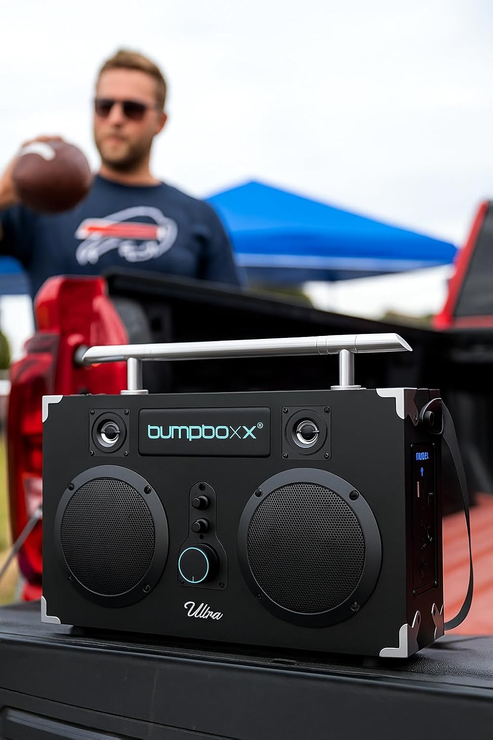 Bumpboxx Bluetooth Boombox Ultra Plus | Retro Boombox with Bluetooth Speaker | Includes Rechargeable Lithium Battery, Carrying Strap & Mic | Easy to Carry | NYC Graffiti