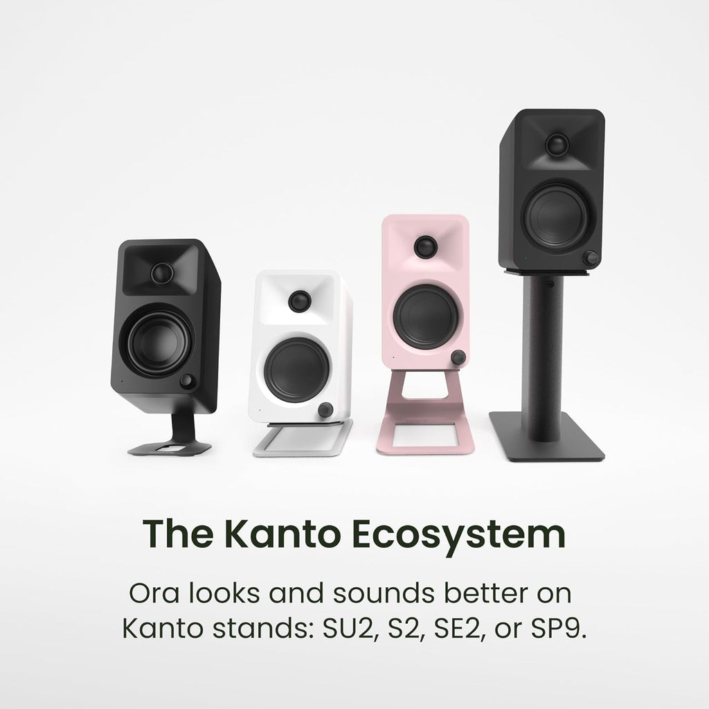 Kanto ORAMC 100W Powered Reference Desktop Computer Speakers with Bluetooth 5.0 and USB-C Input | Bi-Amplified | 100 Hz Automatic Crossover | Reference Quality Sound | Pair | Cream