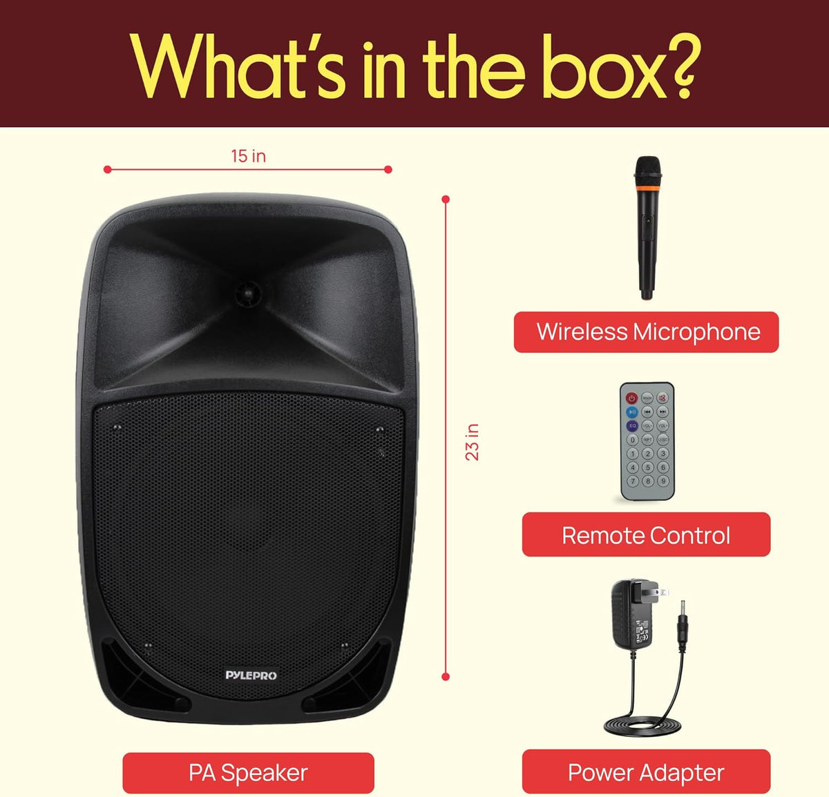 Pyle 1200W Portable Bluetooth PA Speaker - 12'' Subwoofer, LED Battery Indicator Lights W/Built-In Rechargeable Battery, MP3/USB/SD Card Reader, and UHF Wireless Microphone - Pyle PSBT125A,Black