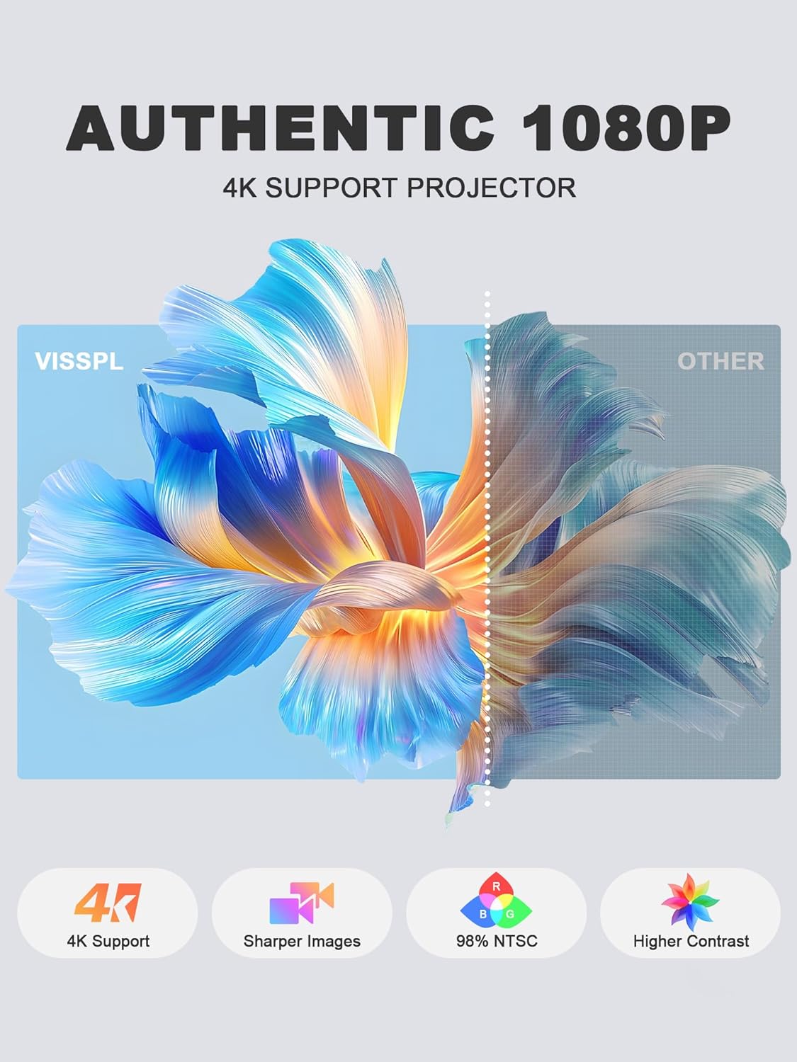 Now with Netflix & 2500ANSI 4K Smart Projector with WiFi and Bluetooth, Auto Focus & Keystone Portable Print Server Mini Projector with Stand, Outdoor Home Theater Small Proyector for bedroom