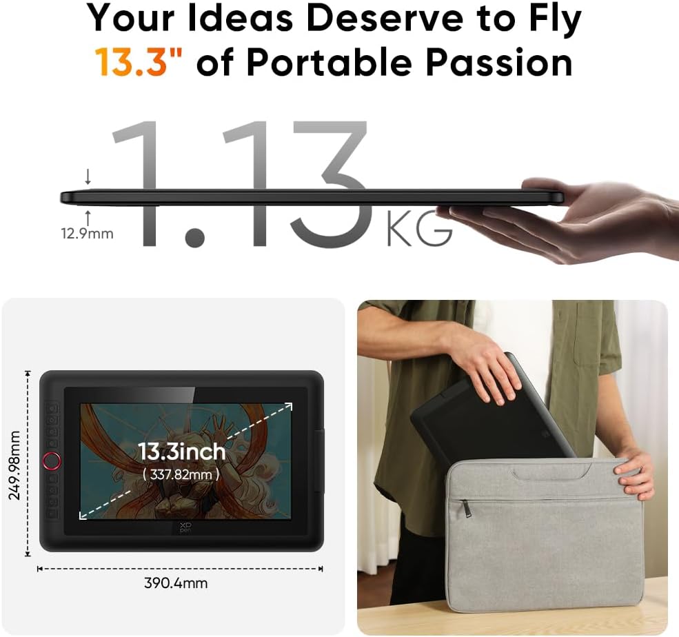 XP-PEN Artist 13.3 Pro V2 Drawing Tablet with Screen, 16K Pressure Sensitivity Digital Drawing Tablet for PC Mac Chromebook Android, Fully Laminated Graphic Tablet with Pen, Foldable Stand Included