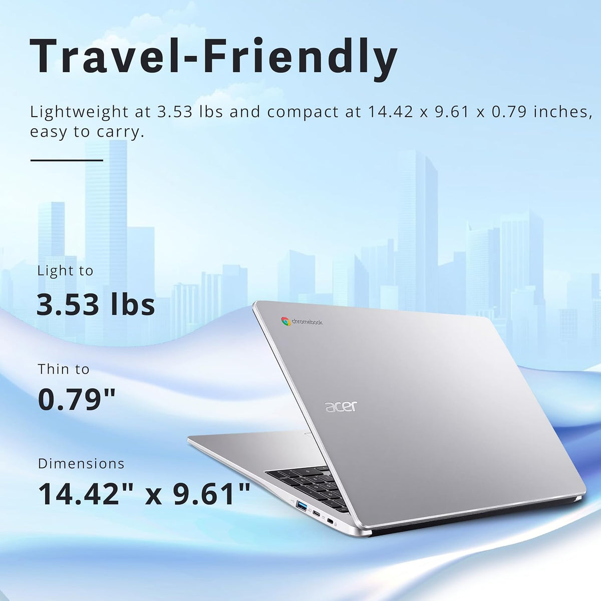 Acer Chromebook 315 15.6" FHD Laptop, 4GB LPDDR4 RAM, 1TB Storage(64GB eMMC & 1TB Docking Station Set), Intel Celeron N4500, Intel UHD Graphics, Numeric Keypad, HD Webcam, Silver, Chrome OS