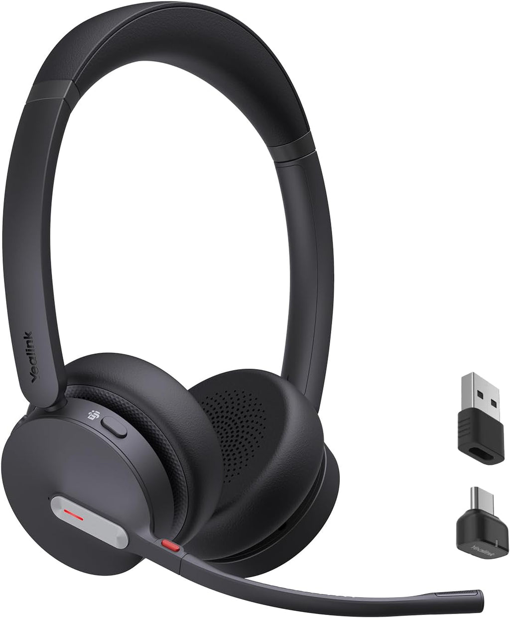 Yealink BH70 Wireless Bluetooth Headset with Microphone for Work, up to 35h Talking Battery Life, 3-Mic, 147g Lightweight Microsoft Teams Certified Headphone for Open Office, USB-C to A