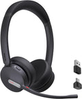 Yealink BH70 Wireless Bluetooth Headset with Microphone for Work, up to 35h Talking Battery Life, 3-Mic, 147g Lightweight Microsoft Teams Certified Headphone for Open Office, USB-C to A