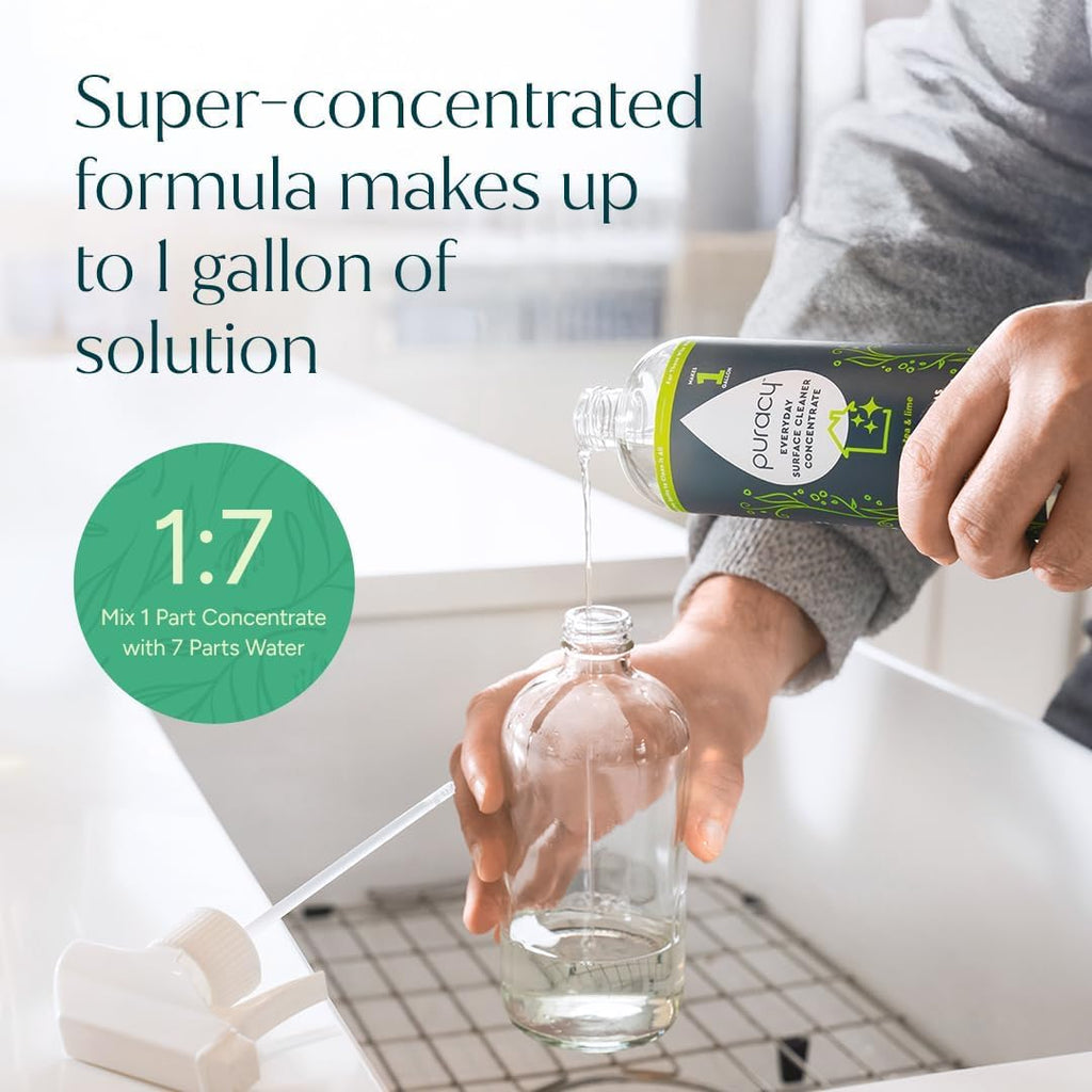 Puracy All Purpose Cleaner Concentrate – Plant-Powered Multi-Surface Cleaner - Surface Cleaner Solution As Seen on TikTok (Green Tea + Lime, 16 fl oz, 1 Pack)