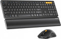 ProtoArc Wireless Bluetooth Keyboard and Mouse Combo, KM60 Multi Device Rechargeable Ergonomic Full Size Keyboard Mouse with Wrist Rest Sleek Design for Laptop, Computer, Mac, MacBook, Windows, Black