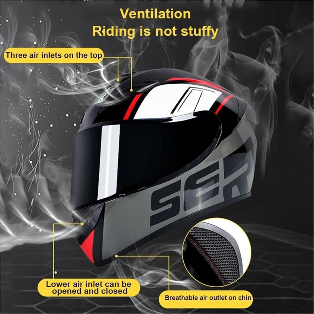 Bluetooth Full Face Motorcycle Helmet, DOT Approved Integrated Helmet, Built-in Dual Speaker with Microphone, Multiple Vents Motorbike Helmet Street Bike Helmet