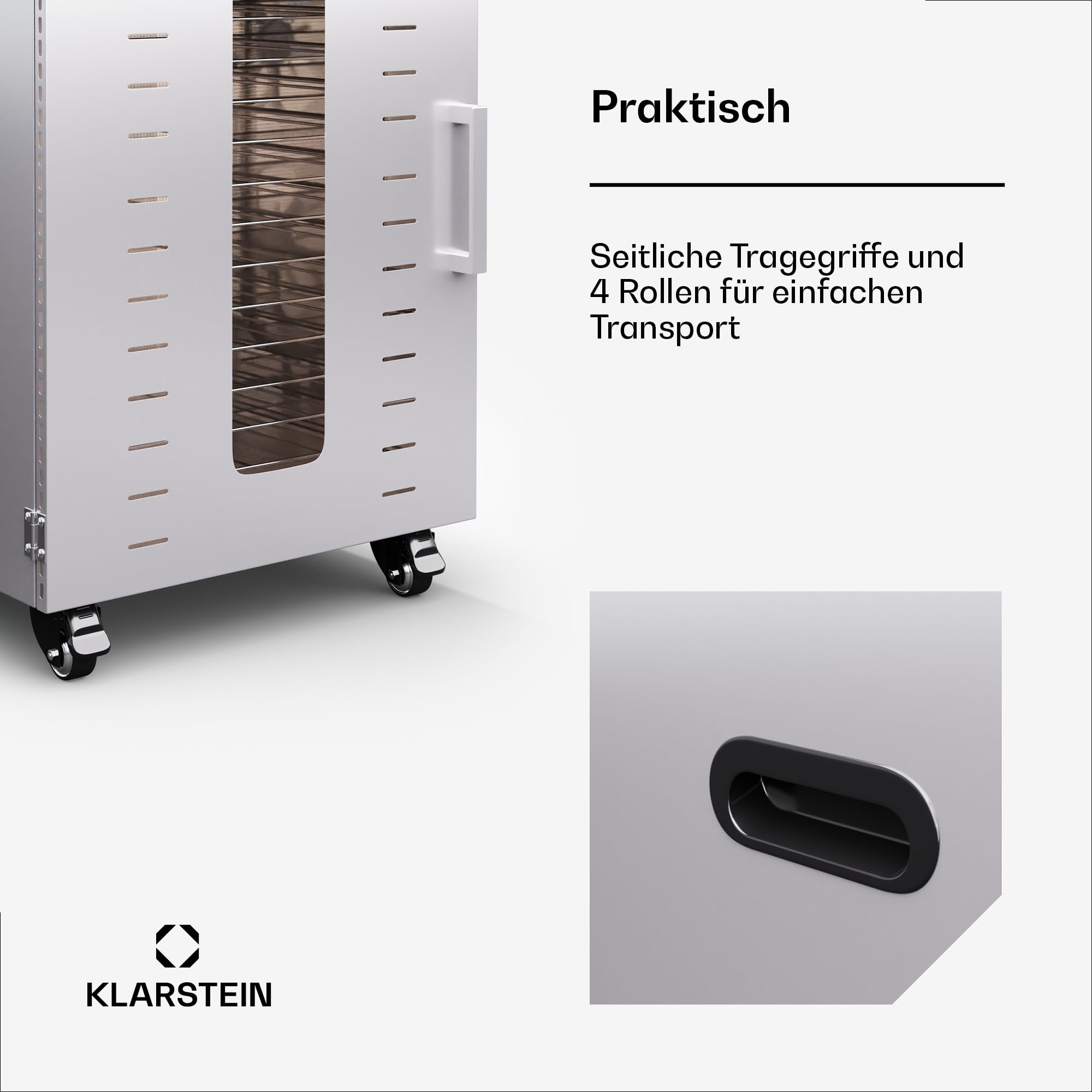 Klarstein Dörrautomat Edelstahl – 4.000-W-Dörrgerät, 48 Edelstahl-Einlegeböden, 30–90 °C, 24-Stunden-Timer, 6 Ventilatoren, 2 Trockenkammern, 50–55 dB, ideal für Obst, Gemüse, Fleisch, Kräuter, Silbero