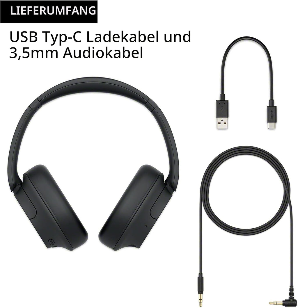 Sony WH-CH720N Kabellose Kopfhörer, Active Noise Cancelling, 35h Akku, Bluetooth 5, Schwarz