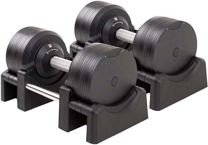 BRAINGAIN Verstellbare Hanteln: Chrom/Schwarz, Krafttraining für Zuhause u