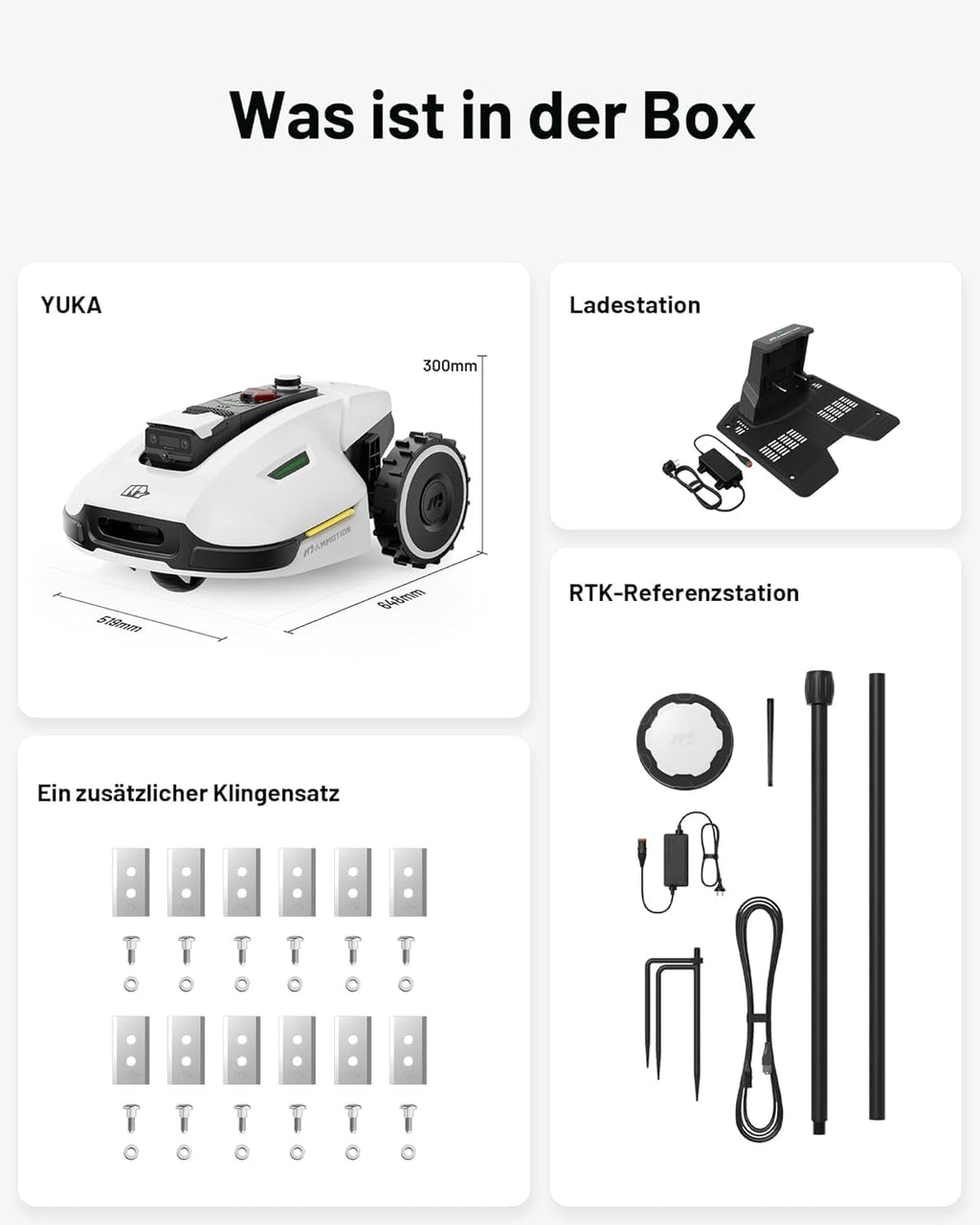 MAMMOTION YUKA 2000, 2000m², Ohne Kabel, NetRTK+Vision, 4G, 50% Steigung