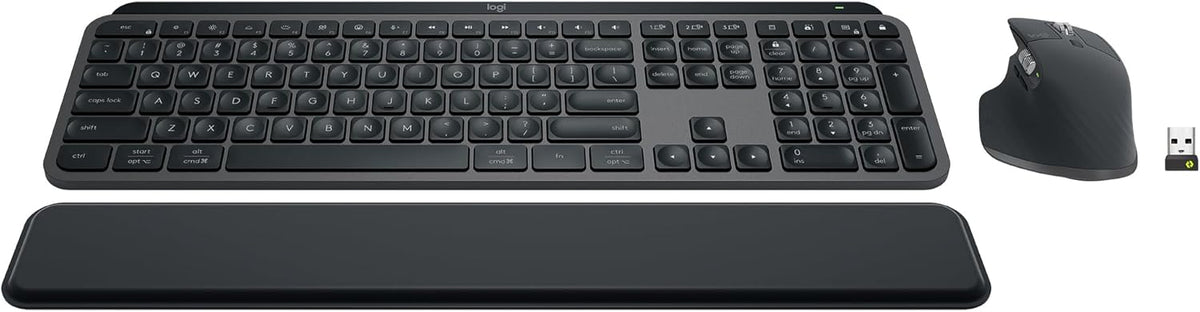 Logitech MX Keys S Combo - Performance Wireless Keyboard and Mouse with Palm Rest, Customizable Illumination, Fast Scrolling, Bluetooth, USB C, for Windows, Linux, Chrome, Mac,Color Graphite.