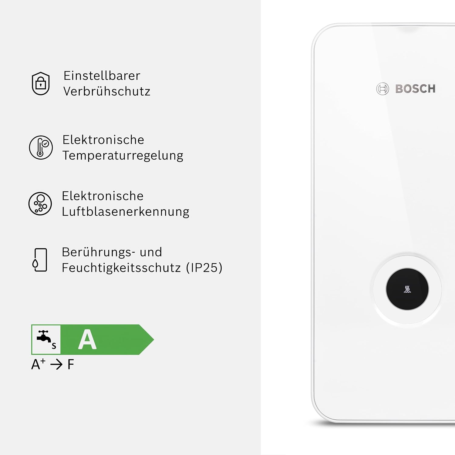 Bosch Thermotechnik Tronic Line 21kW Durchlauferhitzer – 400V, 60°C, WiFi, Clickfix 2.0, EEK A, Edelstahl