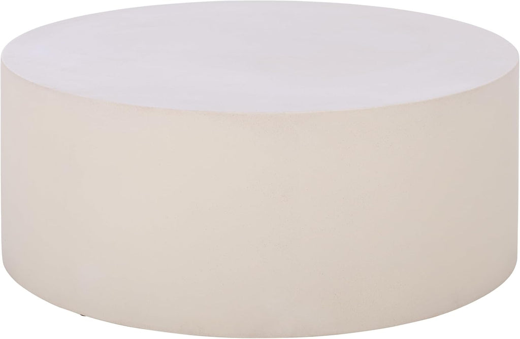 SAFAVIEH Outdoor - Georgia Round Coffee Table - White - Fully Assembled - Weather Resistant - Ideal for Deck, Patio, Backyard, 31.5" W x 31.5" D x 12.4" H (PAT1303C)