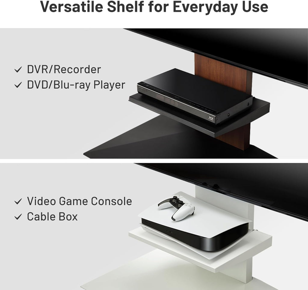 WALL Entertainment Shelf for TV Stand Model V4 - Perfect for DVD/Blu-ray Player, Video Game Console, Digital Video Recorder DVR, Cable Box - Satin Black