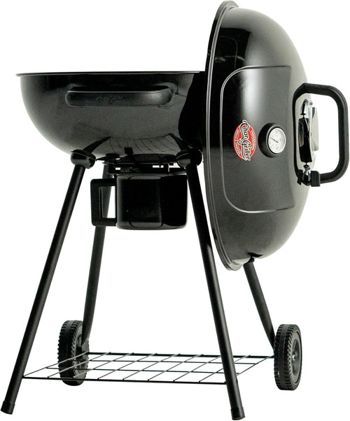 Char-Griller CG30040725 22-inch Kettle Charcoal Grill and Smoker - Steel, Black - 363 sq. in. Cooking Area