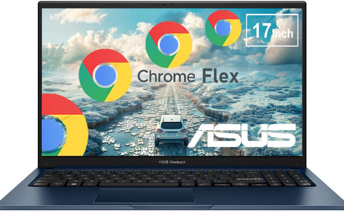 ASUS Vivobook 17.3 Chromebook Laptop For Student & Business, 8GB RAM, 128GB SSD, Intel 6-Core i3 Processor, FHD Anti-Glare IPS, Built for School and Work Game Apps Not Supported, WiFi-6, ChromeOS Flex
