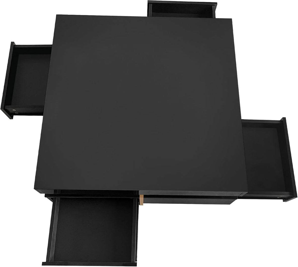 Merax Coffee Table, Modern High Gloss Coffee Table with 4 Drawers, Multi-Storage Square Center Cocktail Table with Wood Grain Legs for Living Room, 31.5"x 31.5" (Black)