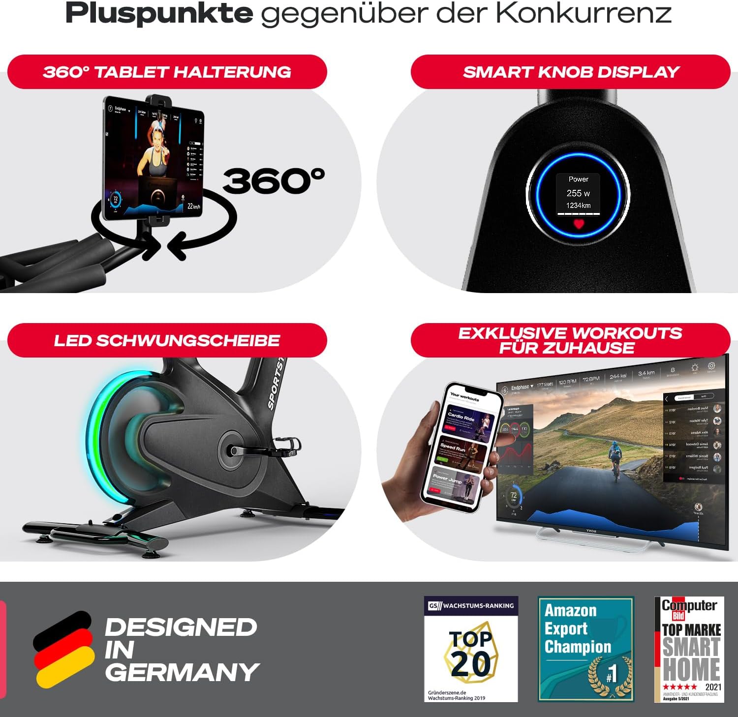 Sportstech Sbike Lite: Heimtrainer mit App & Tablet-Halterung ✨