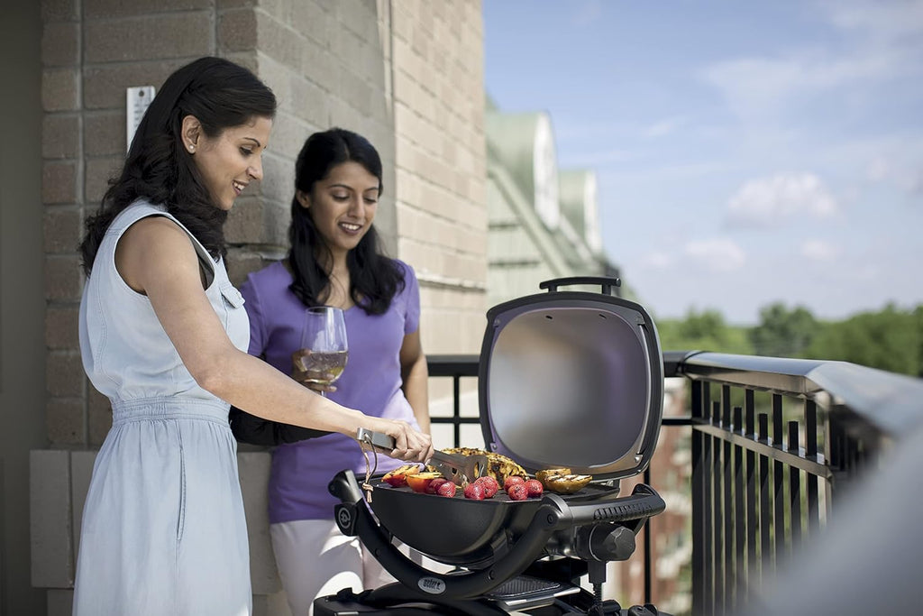 Weber Q 1400 Elektrogrill 2200W, Gusseisen, Balkon, Temperaturregelung, Dunkelgrau