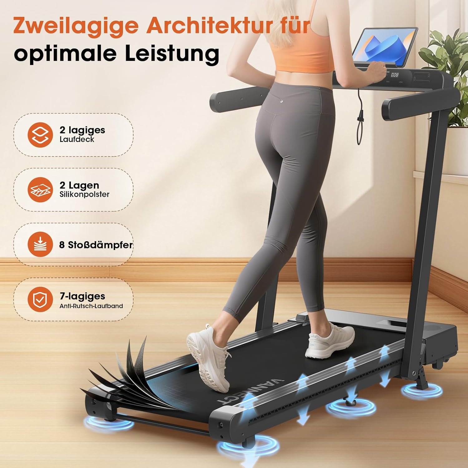 VANNECT Faltbares Laufband: Walking Pad mit Steigung für Zuhause ✨