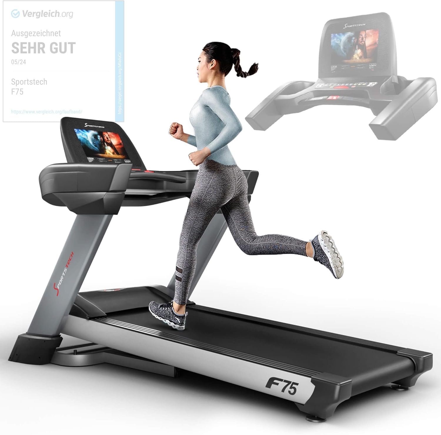 Sportstech F75: Profi-Laufband, klappbar, 7 PS, Android ✨