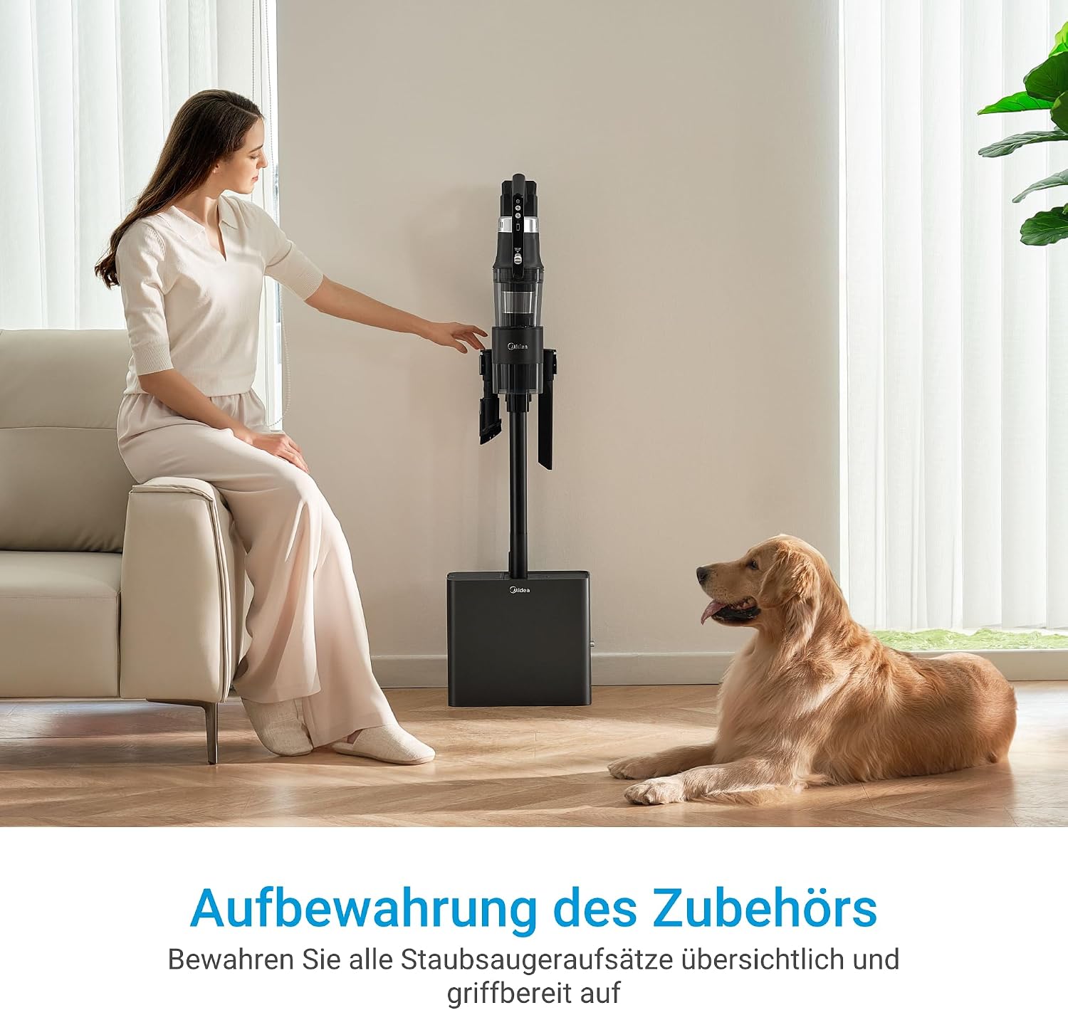Midea P8 Plus 2-in-1 Akku-Staubsauger 350W – 70 Min, 5-stufig HEPA, Absaugstation, Anti-Tangle
