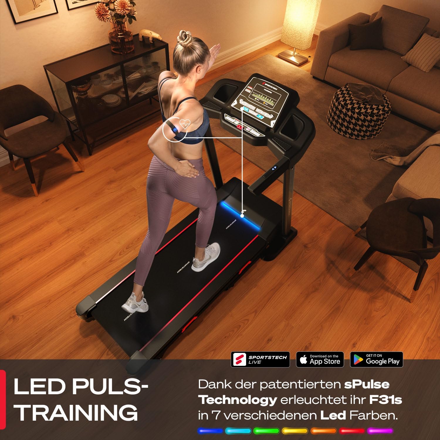 Sportstech F31s: Profi-Laufband, 4,5 PS, 16 km/h, Bluetooth & App✨