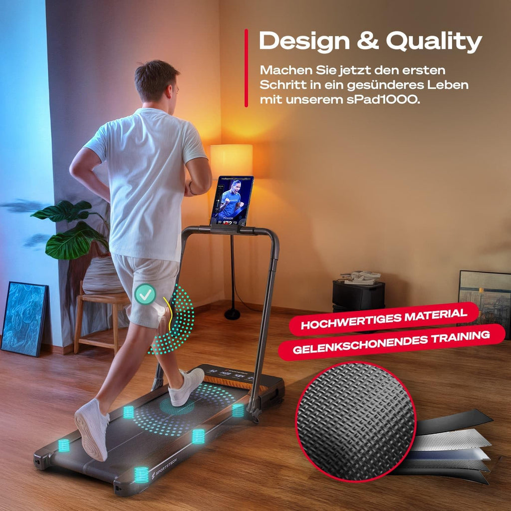 Sportstech sPad500 Laufband: Faltbar mit Steigung für Zuhauset