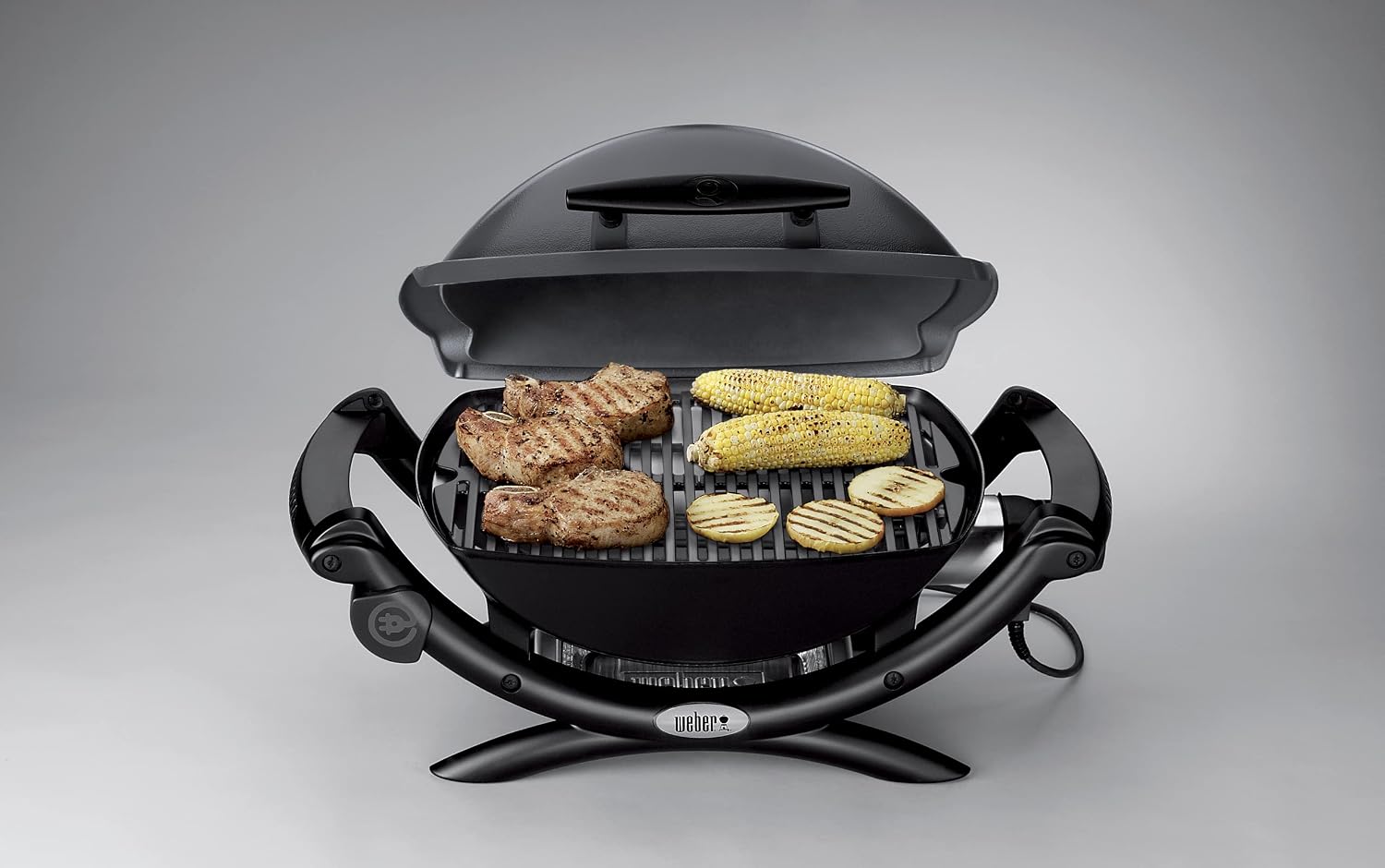 Weber Q 1400 Elektrogrill 2200W, Gusseisen, Balkon, Temperaturregelung, Dunkelgrau
