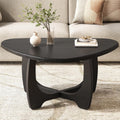 Coffee Table for Living Room - Mid Century Modern Coffee Tables with Triangle Top, Unique Small Round Coffee Table, Wood Oval Tea Table with Solid Legs for Bedroom, 35.8"x 22.5" x 16.2" Black
