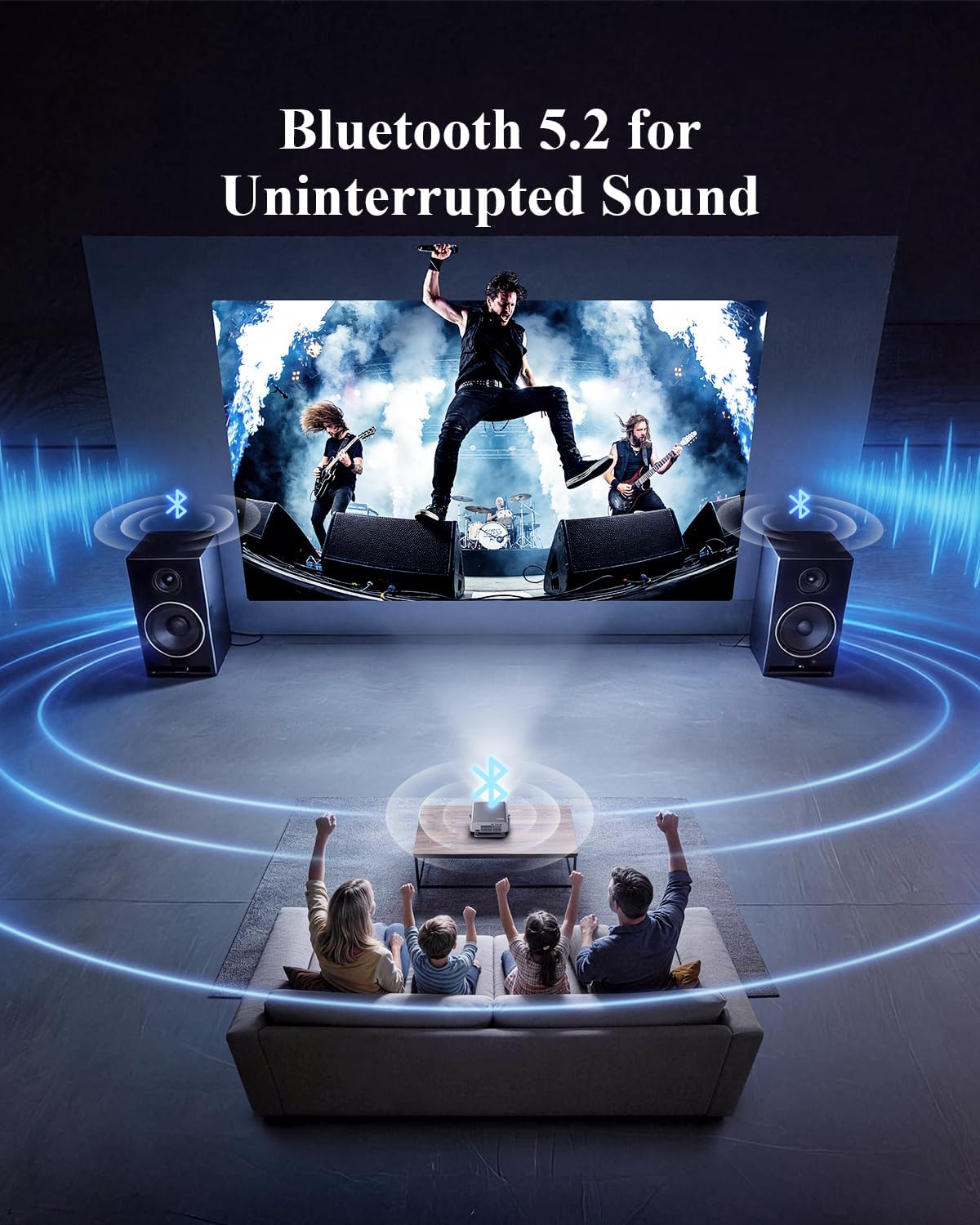 Smart Projector Built in Google TV and 4K Support with WiFi and Bluetooth, 2500ANSI, Auto Lens Cap, Portable Outdoor Movie Projector with Built-in Apps Auto Focus for Ceiling/Home Theater/Bedroom