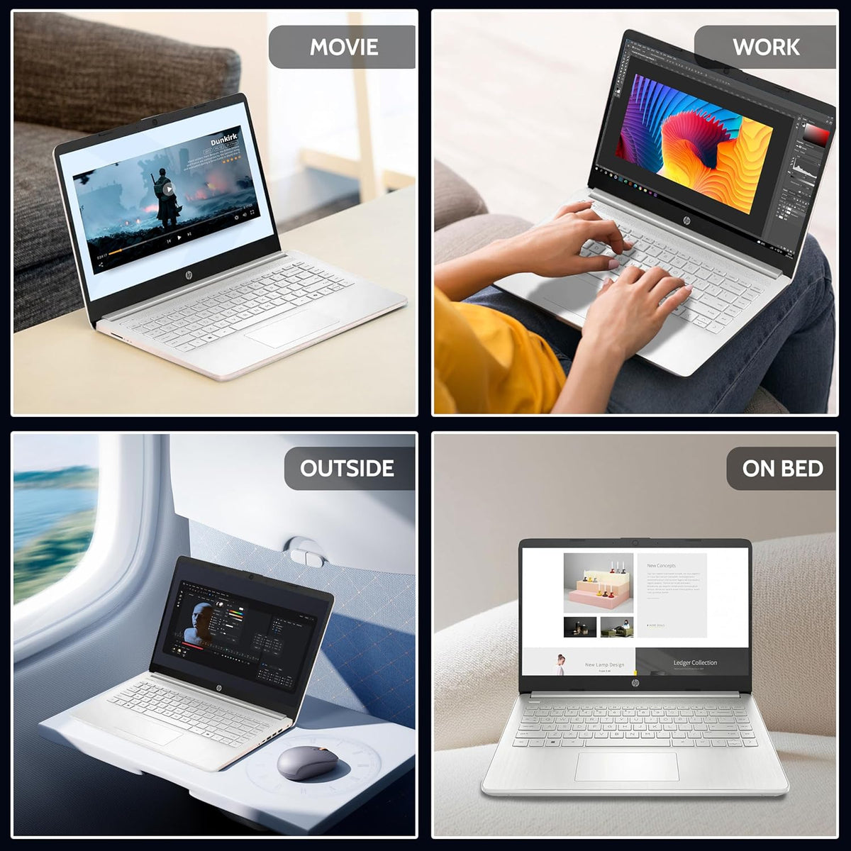 HP Essential Laptop Computer for Home and Student with Office 365, 2026 Edition, 8GB RAM, 128GB Storage- Intel Processor - LED Display, 500GB External HDD, Portable Design, Copilot AI, Win 11 Home S