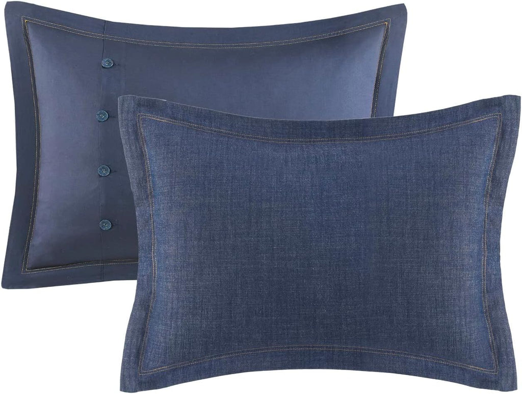 Woolrich Rustic Lodge Cabin Comforter Set - All Season Down Alternative Warm Bedding Layer and Matching Shams, Oversized Queen, Perry, Denim Blue