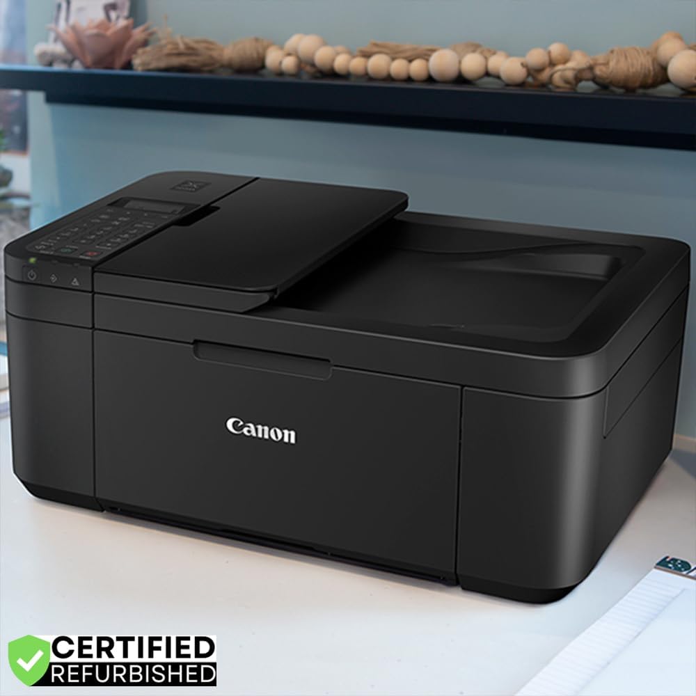 Canon PIXMA TR4720 All-in-One Wireless Printer with Auto Document Feeder, Mobile Printing, Copy, Fax & Scanner Black 5074C002 (Renewed) Bundle w/DGE USB Connection Cable +Small Business Software Kit