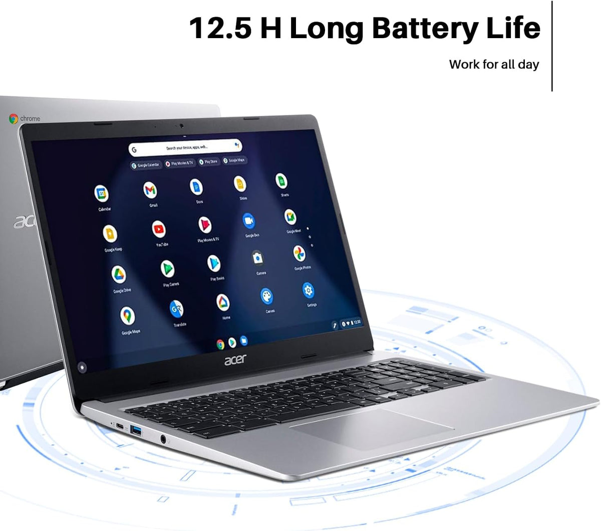 acer 2024 Chromebook 315 Laptop, 15.6" HD Display, Intel Celeron N4020, 4GB RAM, 64GB eMMC, Intel UHD Graphics,Long Battery Life, WiFi, Bluetooth, Chrome OS