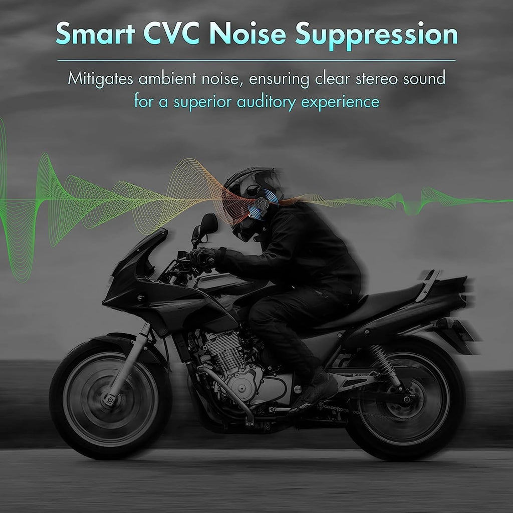 Motorcycle Helmet Bluetooth Headset, B2X Helmet Communication System Motorcycle Bluetooth Intercom with Noise Cancellation, Music Playback - for Dirt Bikes and Motorbikes 2 Pack