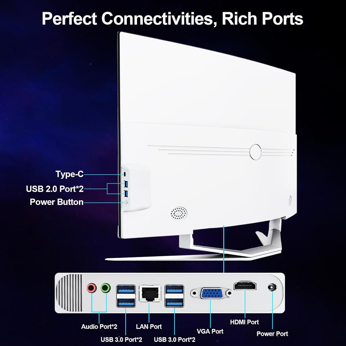 27 inch All-in-One Desktop Computer, Curved FHD Display, All-in-One PC 16GB DDR3 512GB ROM SSD Core i7 7700HQ, HDMI Bluetooth 5.0 Dual Band WiFi with Mouse and Wired Keyboard