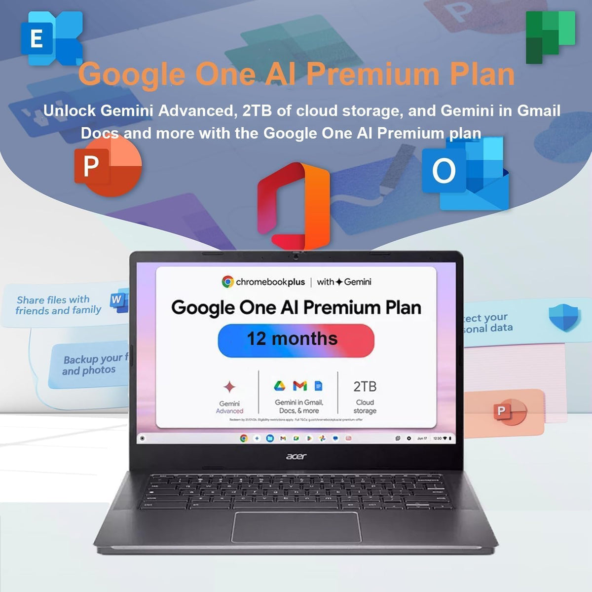 acer Chromebook Plus 514 Laptop with Google AI, Intel 8-Core i3-N305, 8 GB LPDDR5, 512 GB SSD, 14" FHD 1920 x 1080 IPS Touch Screen, Wi-Fi 6E, 1080P Webcam, Chrome OS, 1080p Webcam, Long Battery Life
