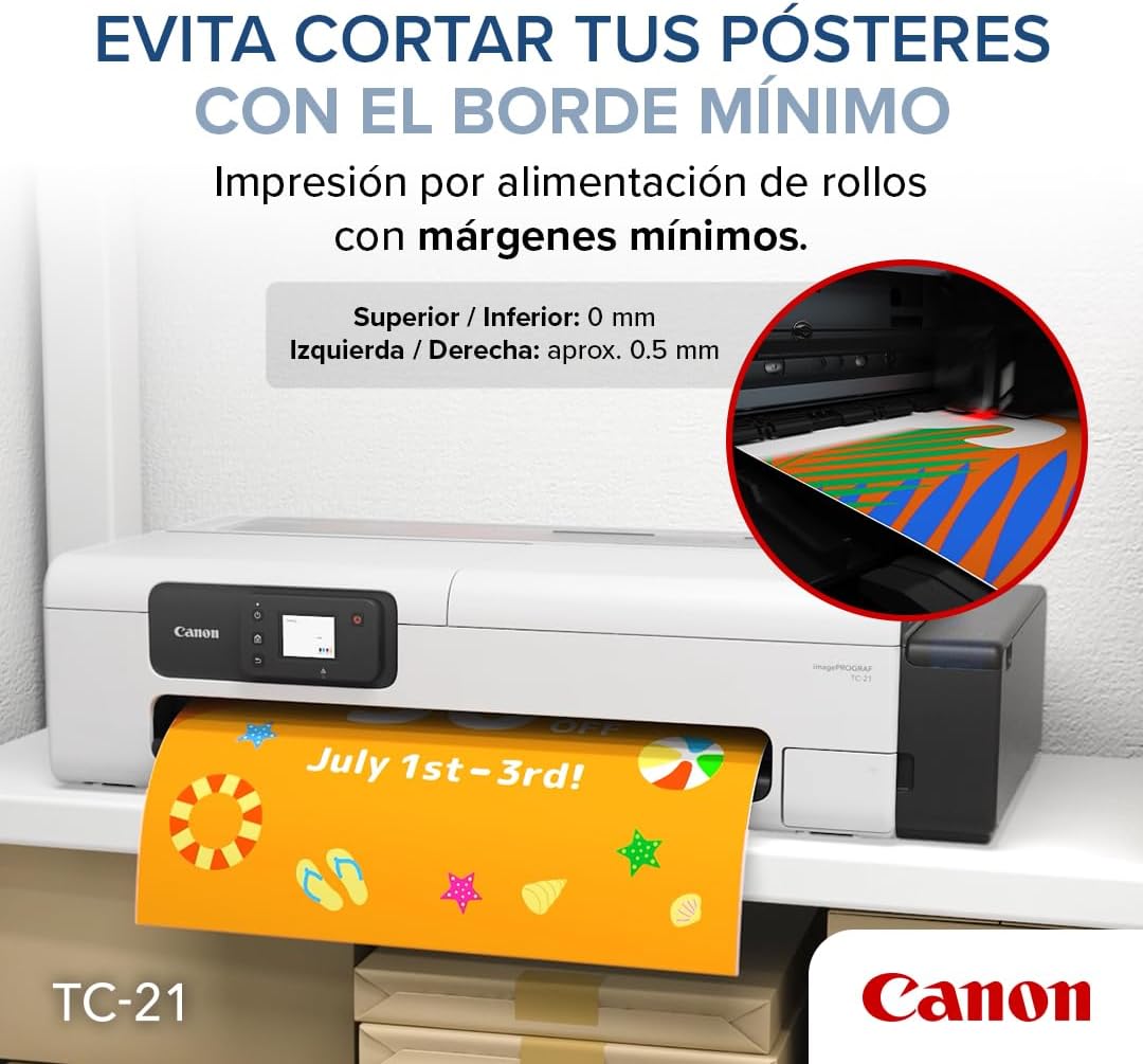 Canon imagePROGRAF TC-21 24" - Large Format Printer, Poster & Plotter Printer, Automatic Roll & Cut Sheet Paper Feeder, Includes 280 ml of Ink, White