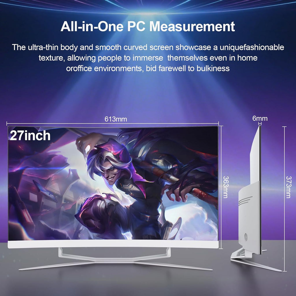 27 inch All-in-One Desktop Computer, Curved FHD Display, All-in-One PC 16GB DDR3 512GB ROM SSD Core i7 7700HQ, HDMI Bluetooth 5.0 Dual Band WiFi with Mouse and Wired Keyboard