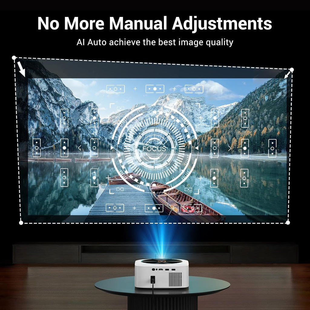 HAPPRUN 1500 ANSI Lumens Outdoor Projector with Built-in Streaming Apps, 4K Decoding Resolution, Auto Focus, Dolby Audio, Smart Projector with WiFi 6 and Bluetooth 5.2, Indoor Home Theater