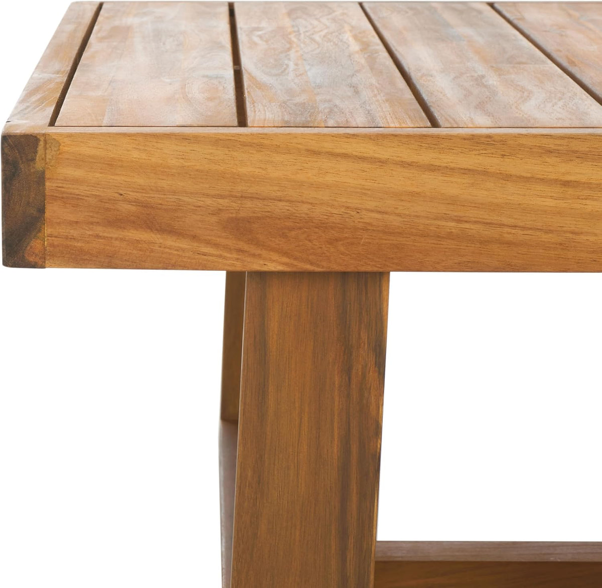 SAFAVIEH Outdoor - Duncan Natural Brown Slatted Top Solid Wood Coffee Table (PAT7331A)