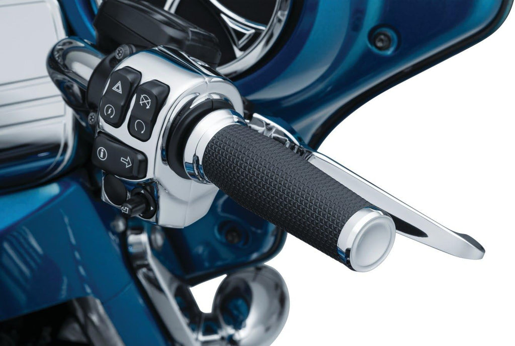 Kuryakyn 5942 Thresher Handlebar Grips for Throttle and Clutch, Electronic Throttle Control: 2008-19 Harley-Davidson Motorcycles, Chrome, 1 Pair