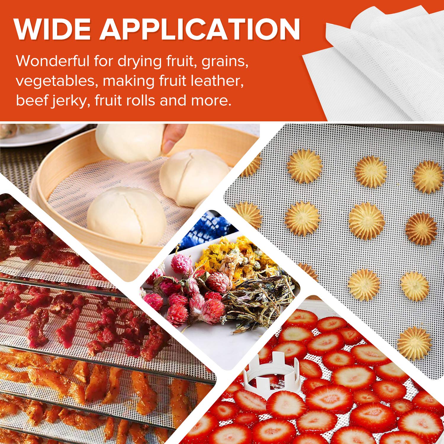 Kwasyo Dörrautomat Edelstahl, 8 Etagen mit 6er Dörrfolie, Rezeptbuch, BPA-frei, 30–90 ℃ Temperatureinstellung, max. 24 Stunden, Dörrautomat für Gemüse, Fleisch, Obsto