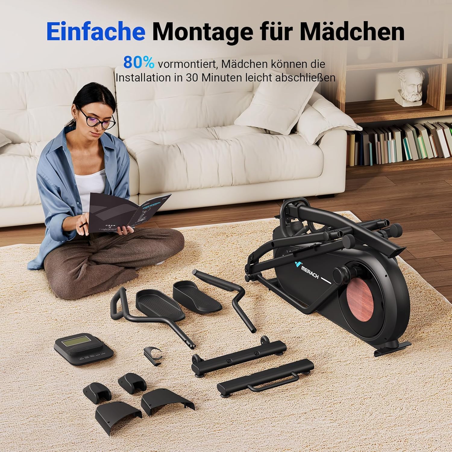 MERACH Heimtrainer Crosstrainer: Leise, Magnetisch, App, 8 Stufen, 160KG Kapazität ✨